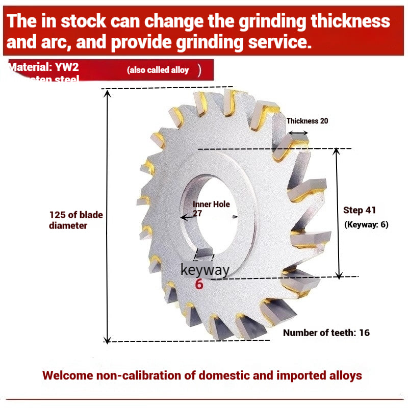 1057-Alloy three-face milling cutter can be customized tungsten steel 63 80 100 125 YW2 steel parts milling slot welding disk cutter Shandong Denso Pricision Tools Co.,Ltd.